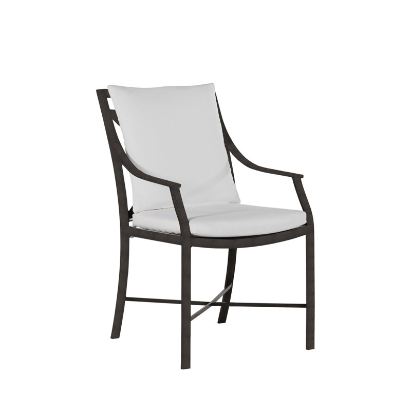 Monaco Patio Dining Armchair with Cushions, Welt, Linen Forest, Slate Gray