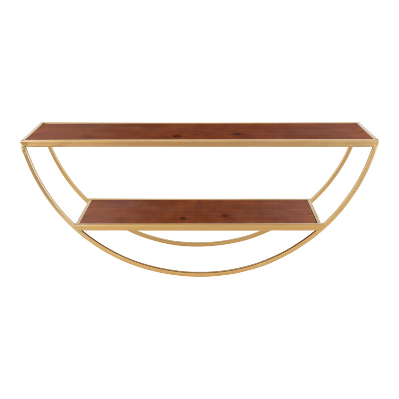 Calib 2 Piece Accent Shelf, Walnut Brown/Gold