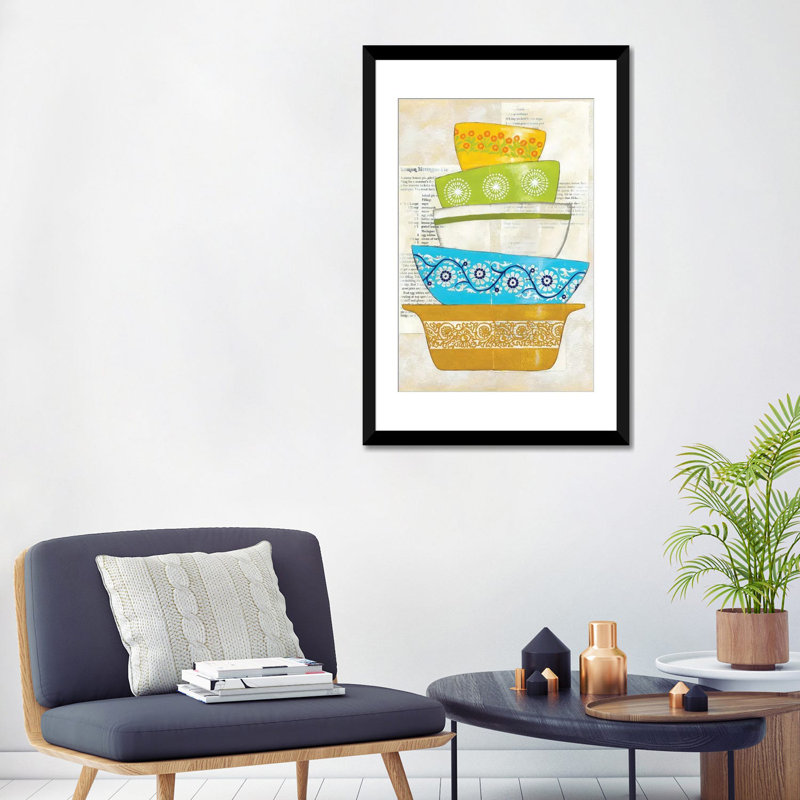 « rétro ware iv », reproduction d’impression sur toile, H 32 po x l 24 po x P 1 po, Papier d'art encadré noir, Blanc