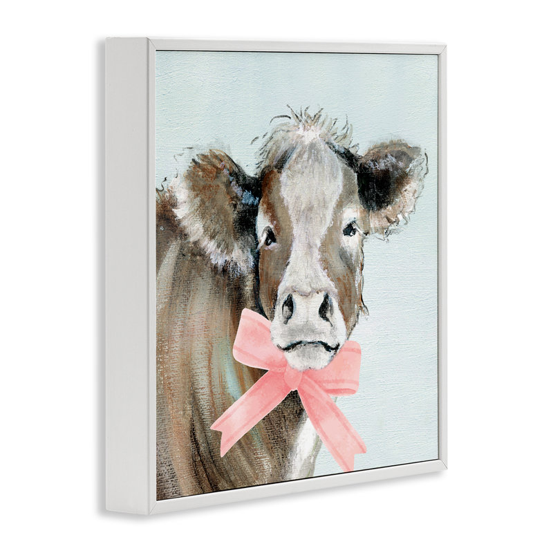 Vache avec ruban pastel, estampe numérique, design par Janet Tava, H 17 po x l 17 po