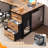 Small Home Office L Shaped Computer Desk With 3 Drawers & Led Lights & Power Outlet & Monitor Stand-245104803-245104800