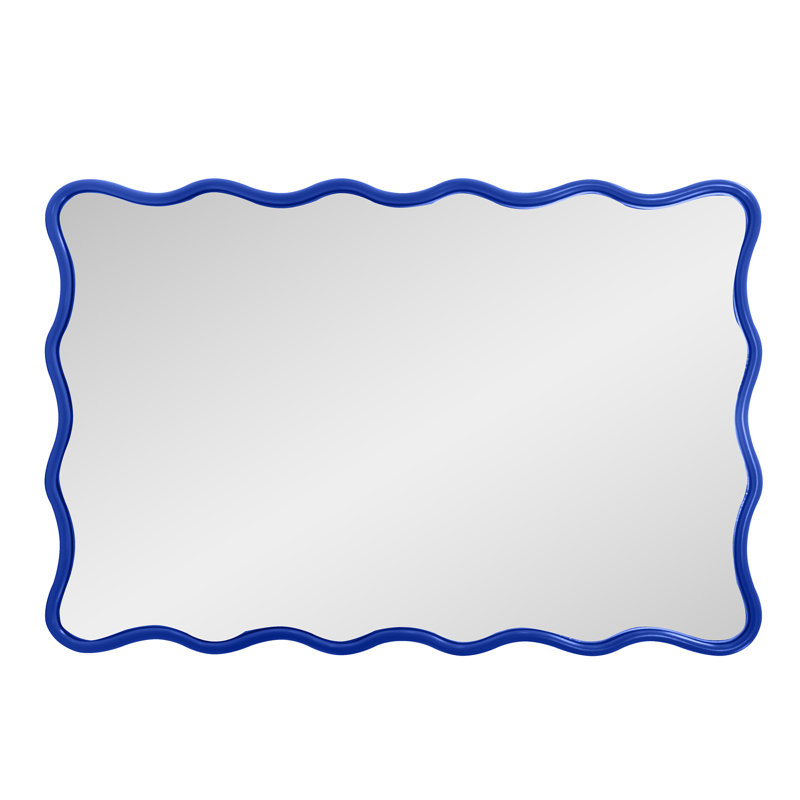 Royal Blue Scalloped Frame Rectangular Wall Mirror
