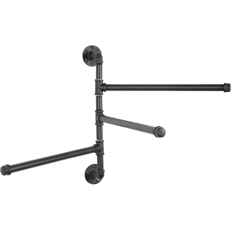 Industrial Black Metal 3-Arm Swivel Wall Towel Rack