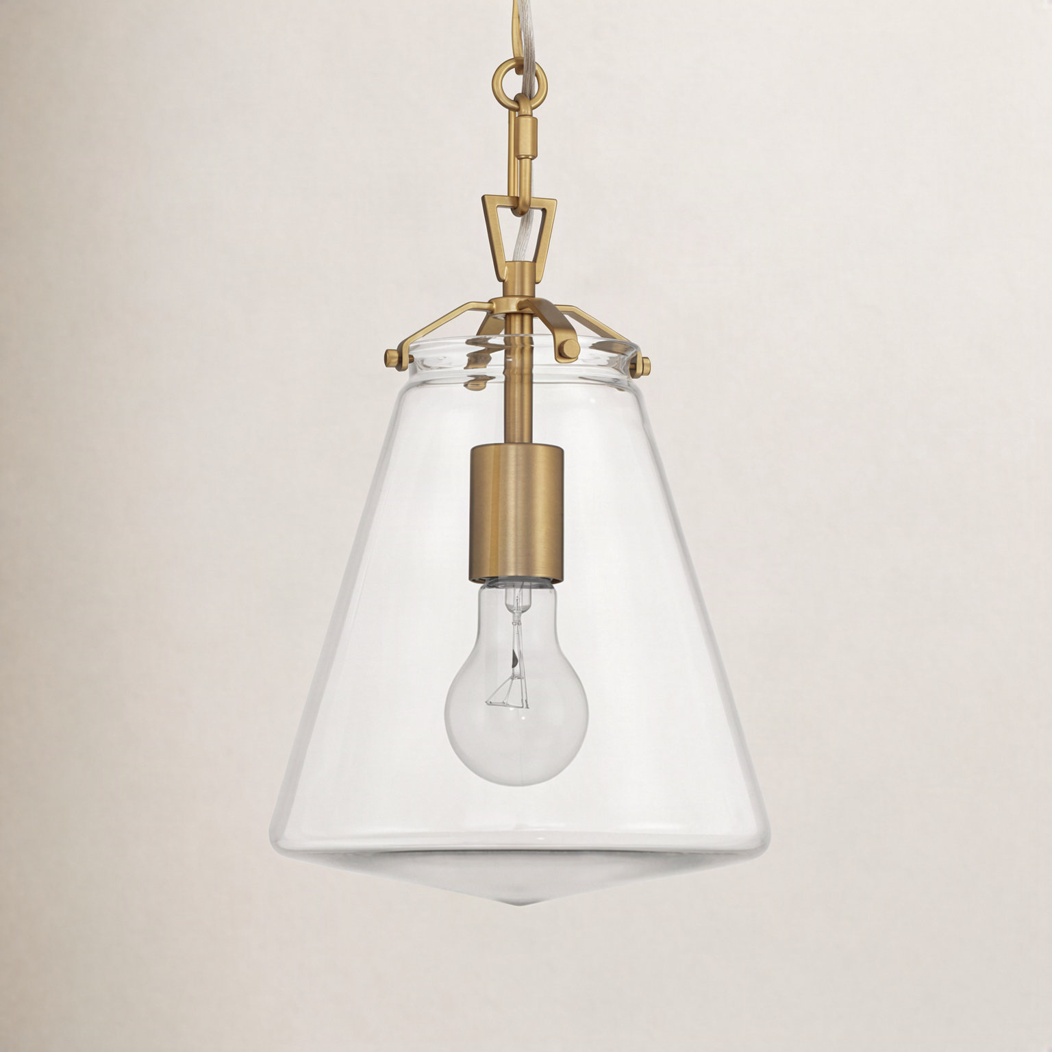 Blair Single Light Glass Dimmable Pendant, Gold