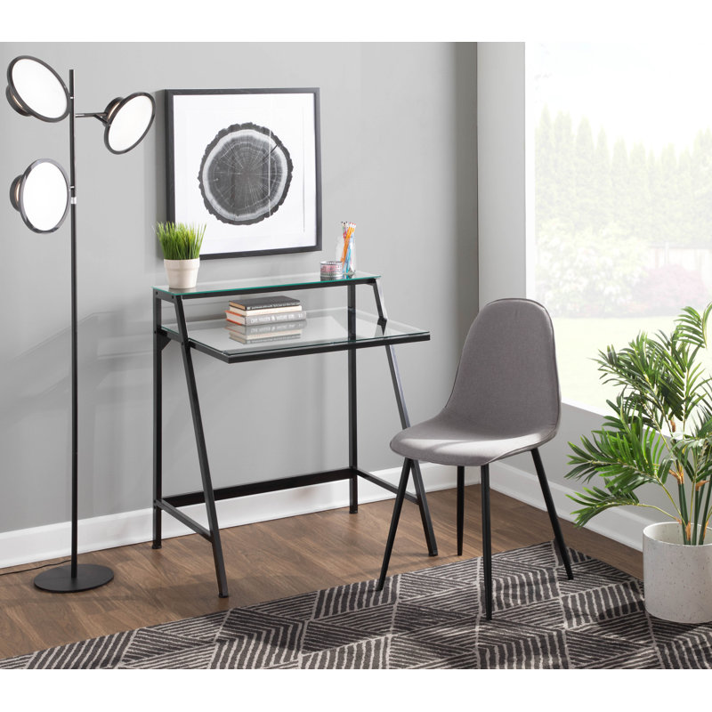 Bureau en verre Huertas, Noir/transparent