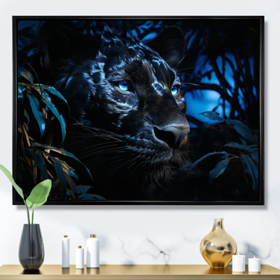 Black Panther Under The Moonlight - Panther Large Wall Art