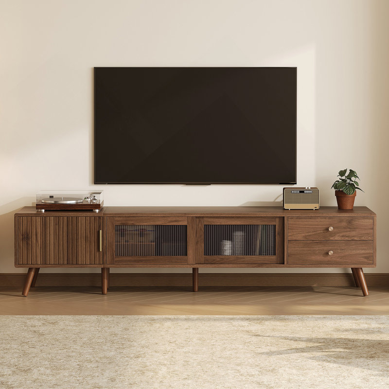 Meuble télé 76 po avec portes en verre 76 po Modern Minimal Modern Doors