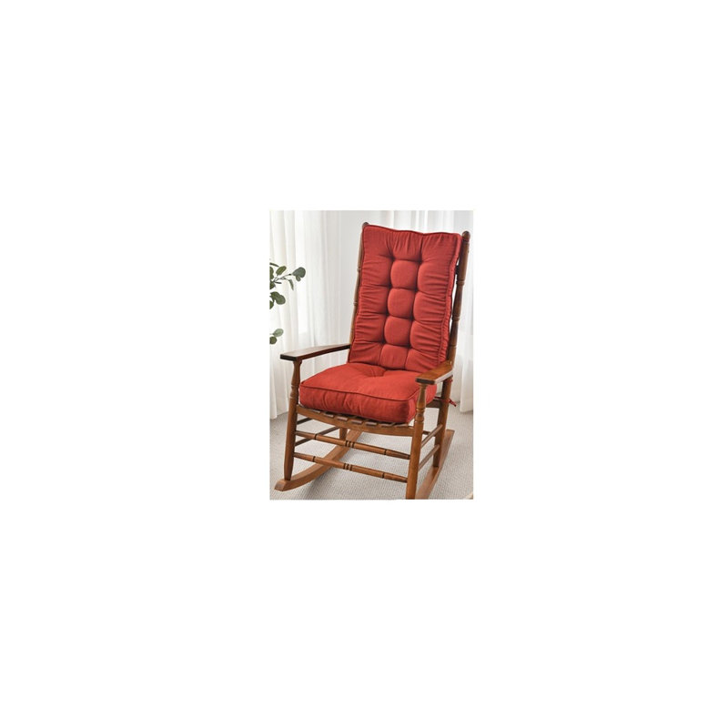 Memory Foam Non Slip Rocking Chair Cushion, Fadeshield Water Resistant Thicken Durable Tufted Pads, Set Of Seat & Back Cushion With Ties For Indoor/outdoor Rocker, 2 Piece, Burgundy