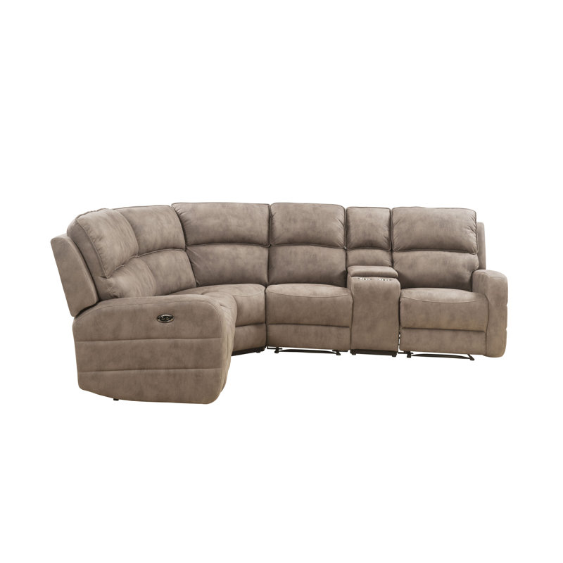 Canapé modulaire inclinable électrique avec port USB Olwen Mocha Nubuck