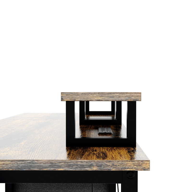 Bureau de 47 po avec prise de courant, 3 tiroirs, poche latérale, bureau d'étude facile à assembler, stabilité de la structure réversible pour le bureau personnel, le bureau d'ordinateur de l'entreprise, la table de jeu, la coiffeuse