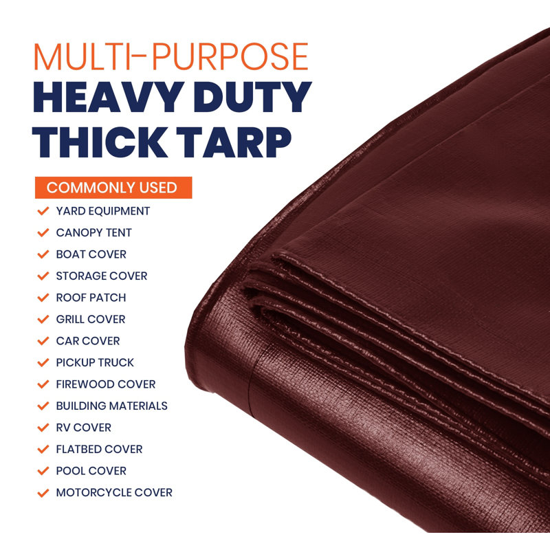 Housse de protection en toile très résistante et imperméable avec rebords renforcés et œillets métalliques pour protection de toit, de camping, de patio, de piscine et de bateau