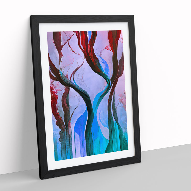 Branches Of A Tree No.1 - Painting, 66cm H x 48cm W x 2cm D, Black Framed, White