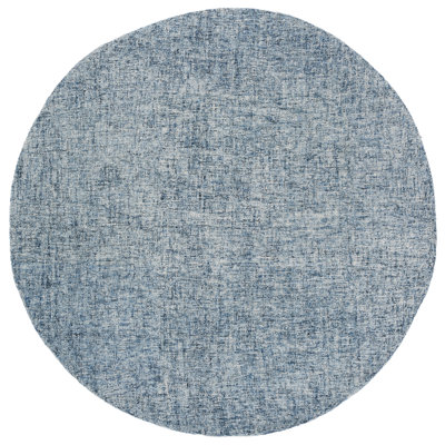 Abstract 175 Hand Tufted Wool; Cotton No Pattern Rug in Blue/Ivory