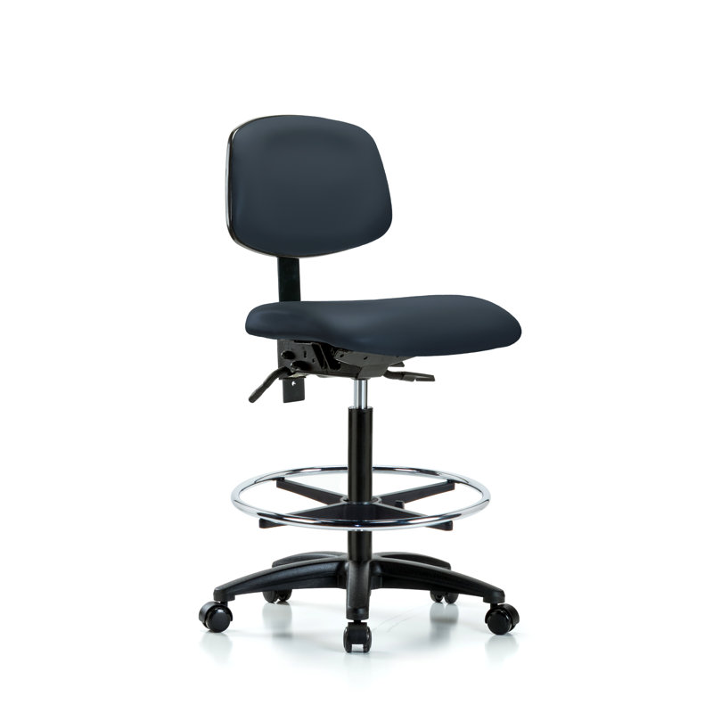 Barbosa Vinyl Drafting Chair, Casters, Imperial Blue, Not Included