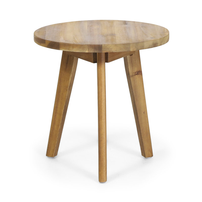 Table de bout Marina Mid-Century moderne en bois d'acacia avec pieds trépied Marina, Oak Top/Oak Base