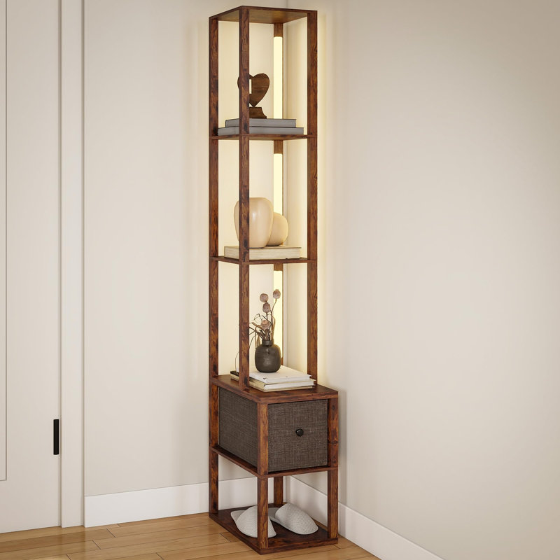 169cm LED Tray Table Floor Lamp, Brown