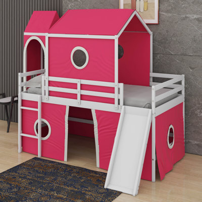 Lit mezzanine simple avec glissade et tour