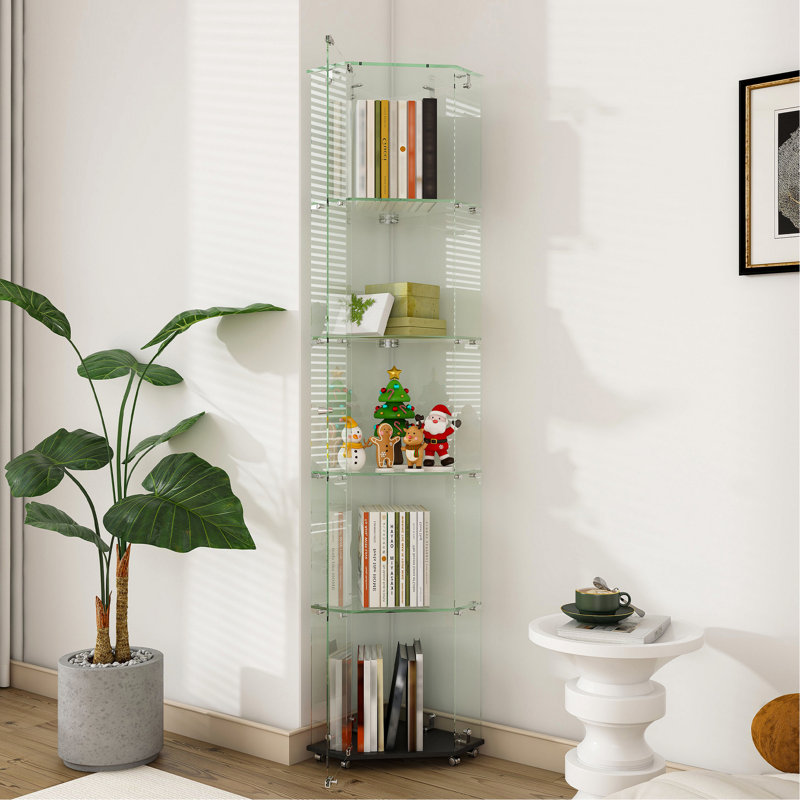 Vitrine en verre, armoire d'appoint avec 5 modes DEL dynamiques pour la maison et le bureau