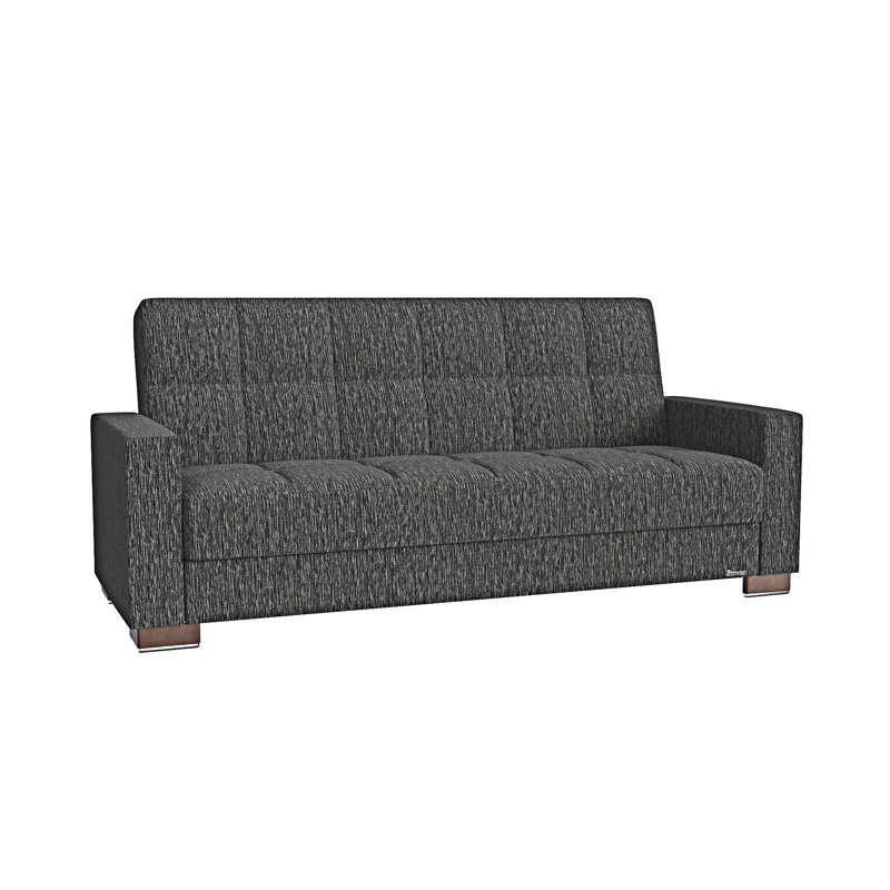Canapé-lit rembourré convertible avec rangement, Chenille grise foncée