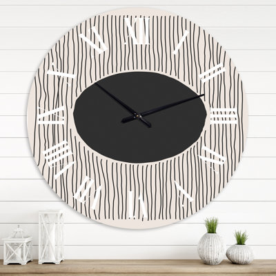 Minimal Geometric Lines and Circle III - Horloge murale moderne