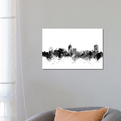 Fresno, California In Black & White by Michael Tompsett - Wrapped Canvas Gallery-Wrapped Canvas Giclée