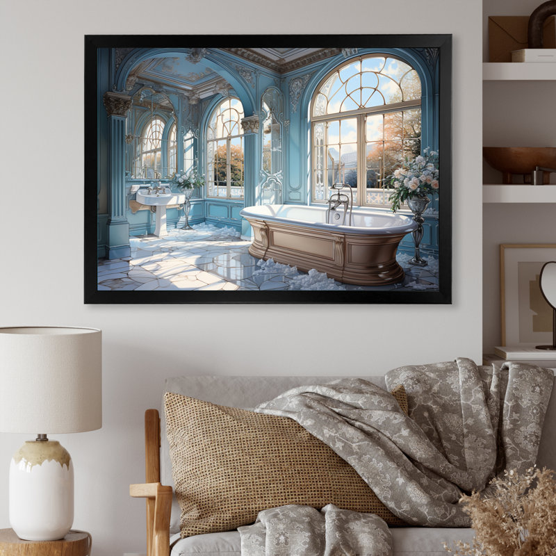 «Bathroom Bathroom Ethereal Glow I», reproduction sur toile, H 30 po x l 40 po x P 1,5 po, Cadre photo noir