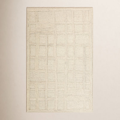 Cream Hand-Tufted Geometric Rug