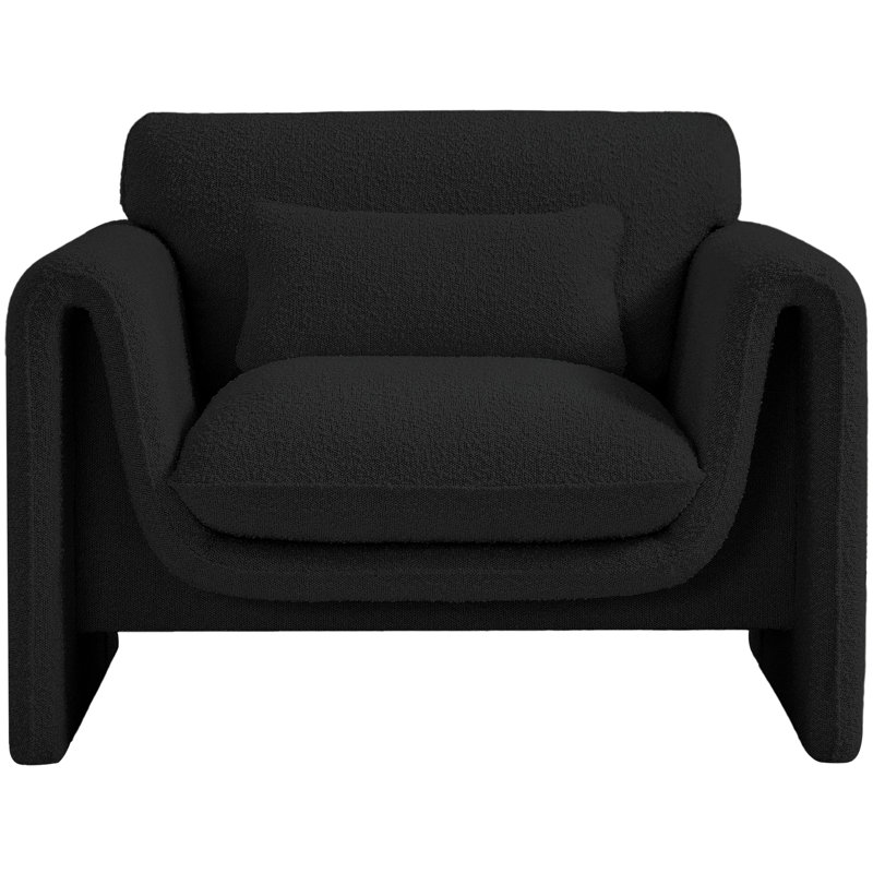 Holsombach 42 inches W  Boucle Fabric Chair, Black Boucle Fabric