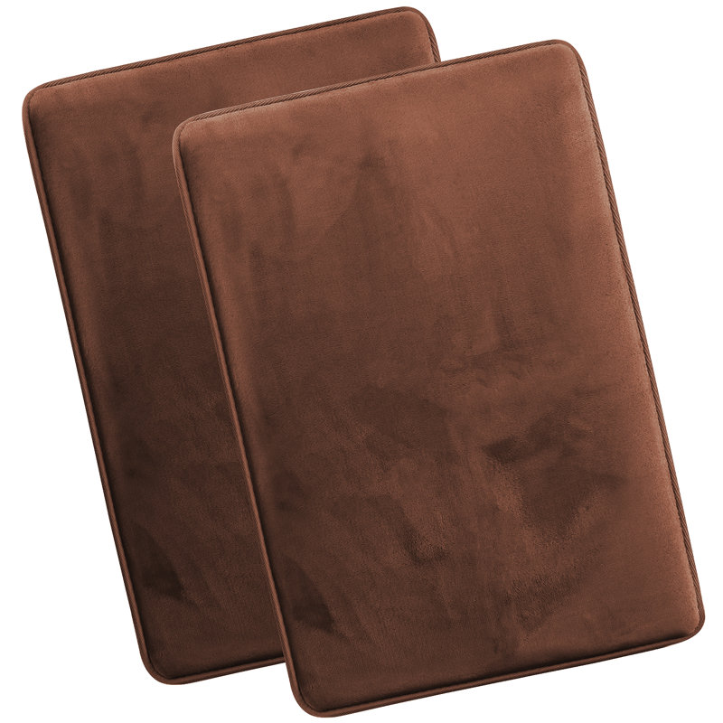 Steph Luxury Ultra Soft and Absorbent Memory Foam Bath Rug Set with Non-Slip Backing, Large: 20"W x 34"L, Brown