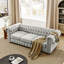 Canapé Chesterfield en lin capitonné 3 places