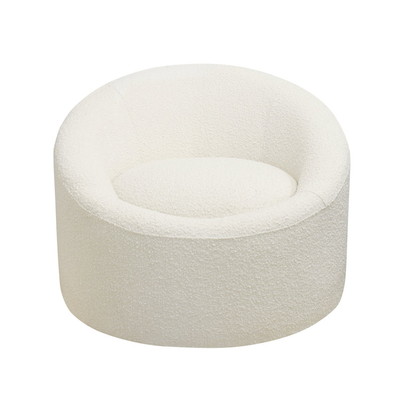 Sienna 33" Wide 100% Polyester Swivel Barrel Chair, Ivory 100% Polyester