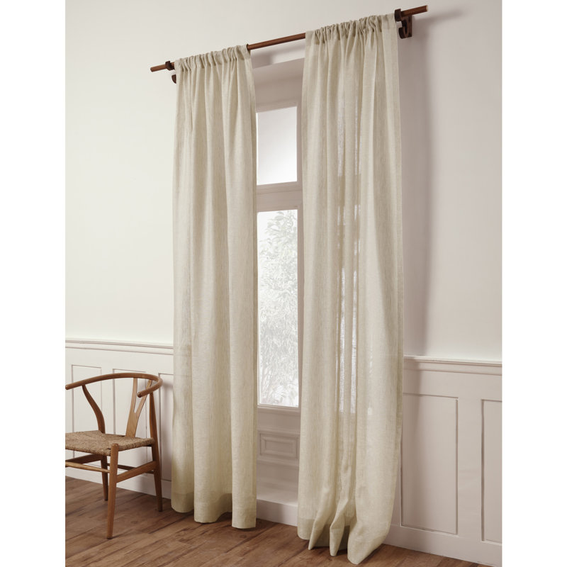 Light Natural Linen Sheer Rod Pocket Curtain Panel 52 x 54 Inch