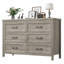 Commode 6 tiroirs à grain de bois avec dessus imperméable - Commode robuste pour chambre à coucher / salon