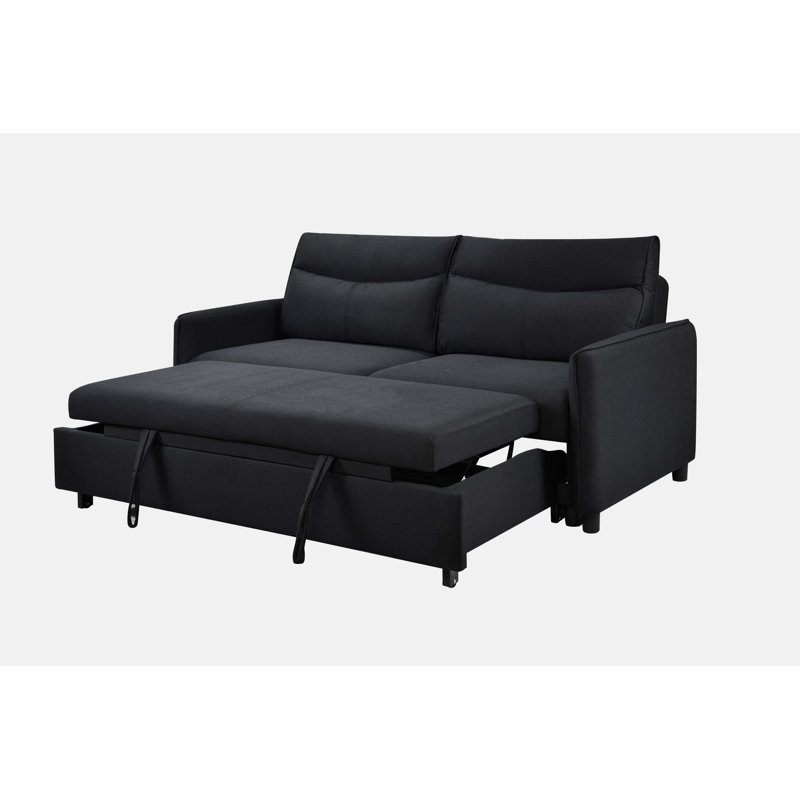 Canapé-lit ferme avec accoudoirs convertibles 3 en 1, Tissu noir, H 38 po x l 87 po x P 40,5 po