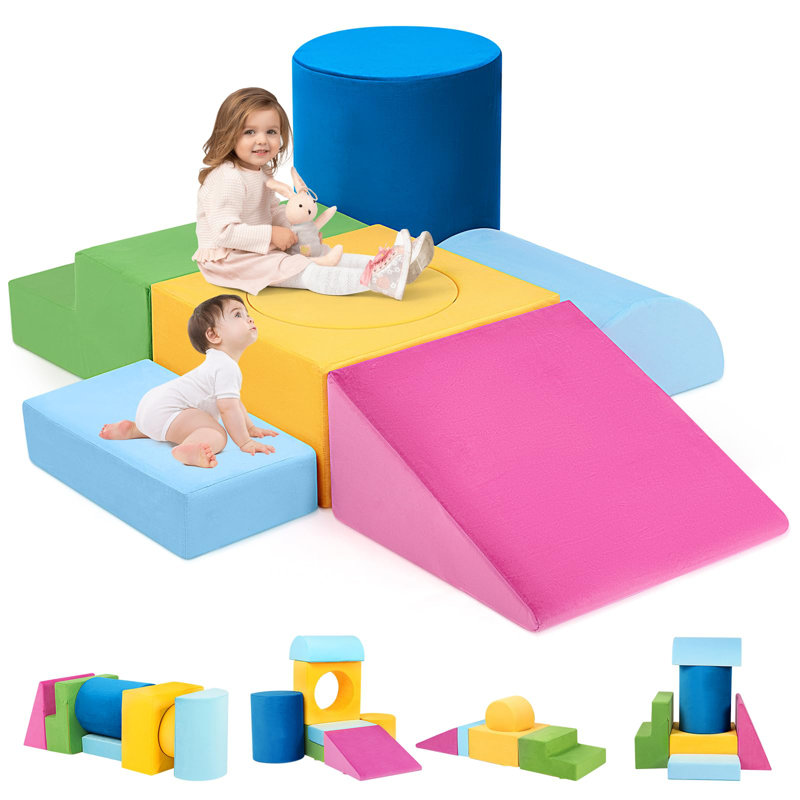 Jouets d'escalade pour tout-petits d'intérieur, blocs d'escalade en mousse colorée 7 pièces, jeu d'escalade pour tout-petits, ensemble de jeu modulaire pour enfants de 1 à 3 ans