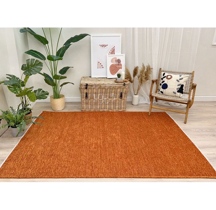 Tapis tissé lavable orange uni Alfa 7 pièces Alfa