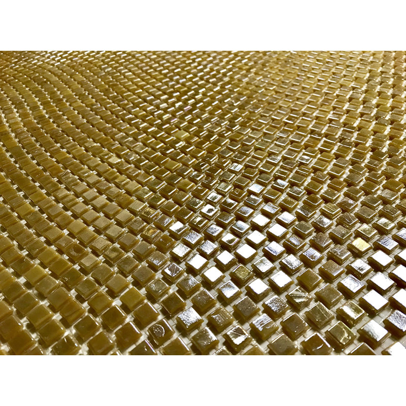 Galaxy 0.3125 in. x 0.3125 in. Iridescent Glass Pressed Edge Tiny Square Mosaic Wall Pool & Floor Tile, Saturn Beige