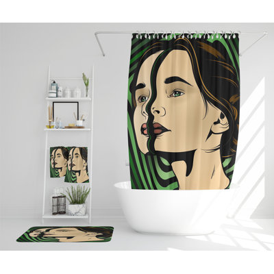Neacsa Polyester Shower Curtain Set