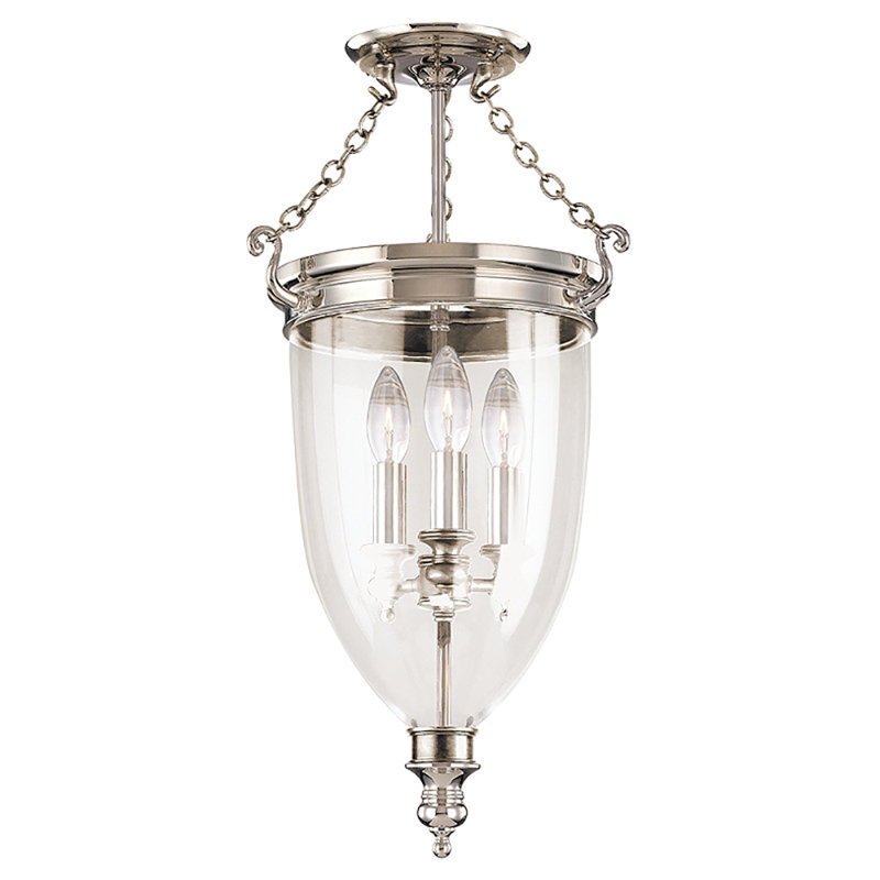 Hanover 3 - Light Semi Flush Mount, Aged Brass, 21.5"H x 12"W