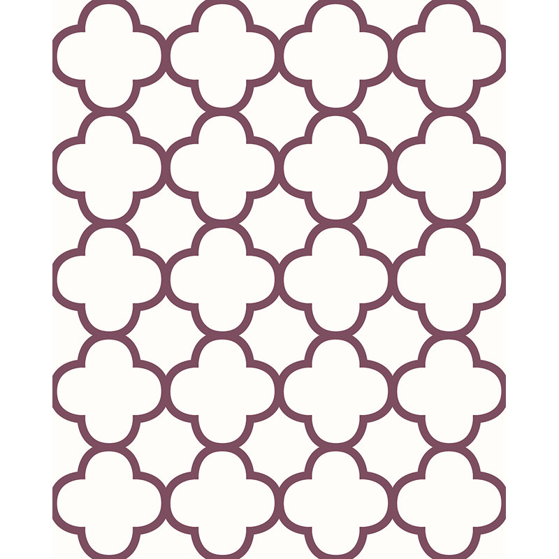 Papier peint géométrique 33 pi x 20,5 po Symetrie Quatrefoil, Bourgogne