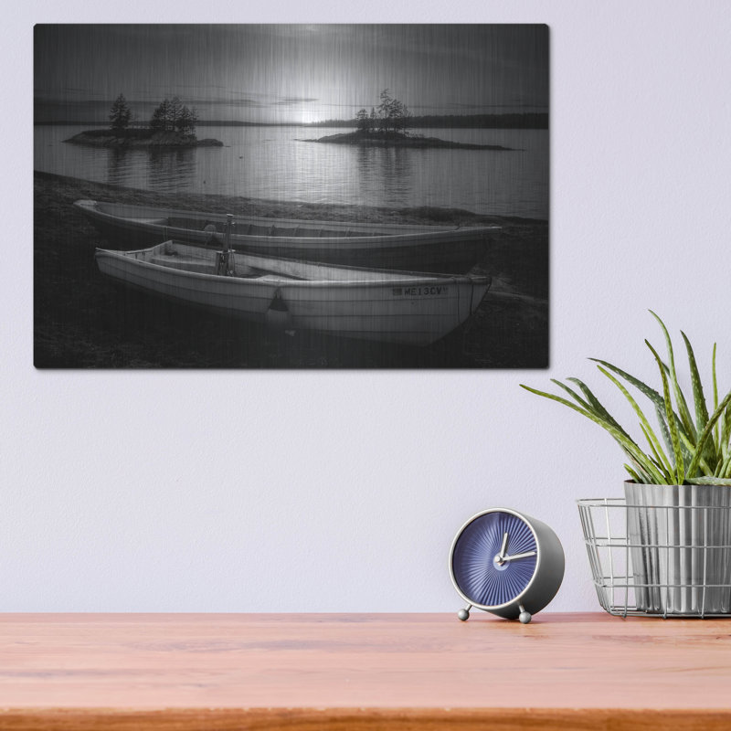 «Spring Sunset Lookout Point BW» par Rick Berk, art mural en métal, H 12 po x l 16 po