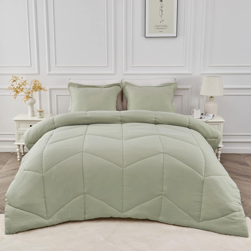 Édredon en duvet synthétique toutes saisons, Lit simple, Brume sauge