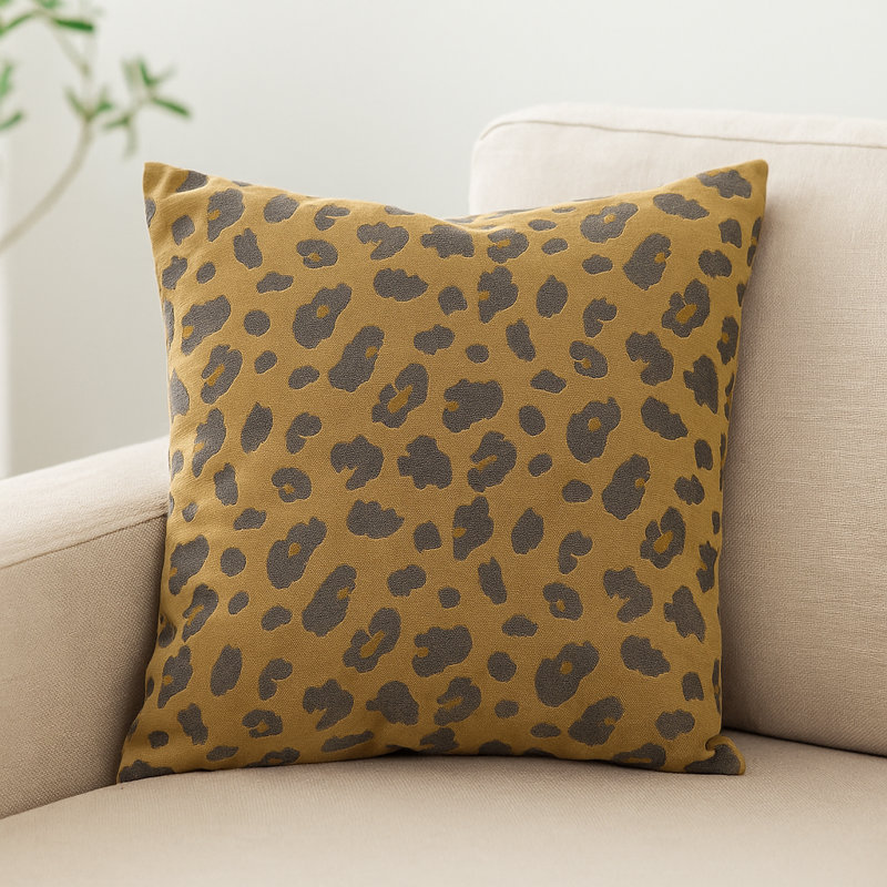 Animal Print Feather Reversible Throw Pillow