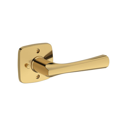 Wyndcliff Privacy Lever with Soft Square Rose in Lifetime (PVD) Polished Brass