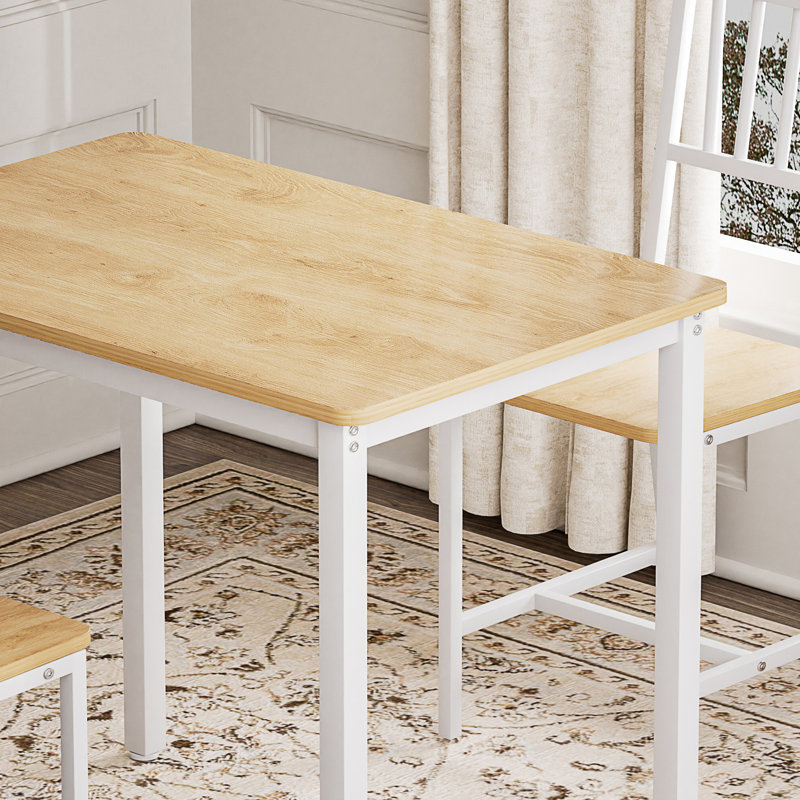 Dining Table Set, Natural, White