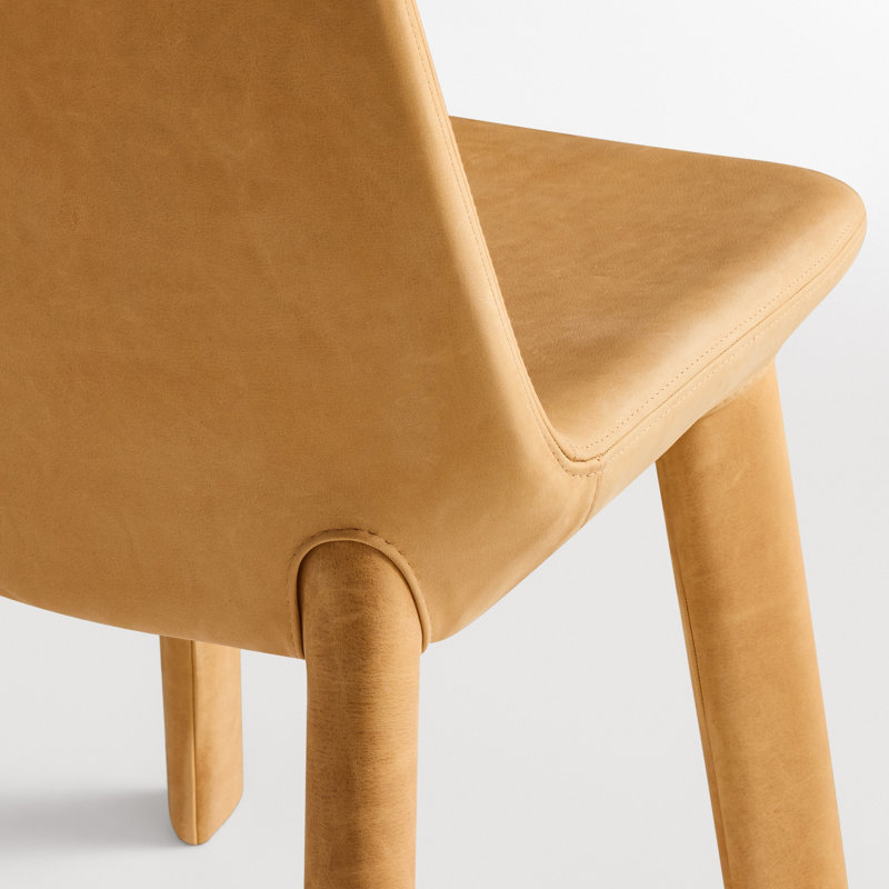 Neat Leather Dining Chair, Camel Genuine Leather