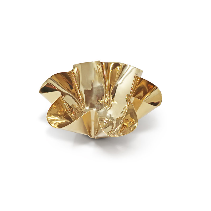 Willemijn Serving Bowl, 1" H x 13.5" W x 13.5" D, Gold