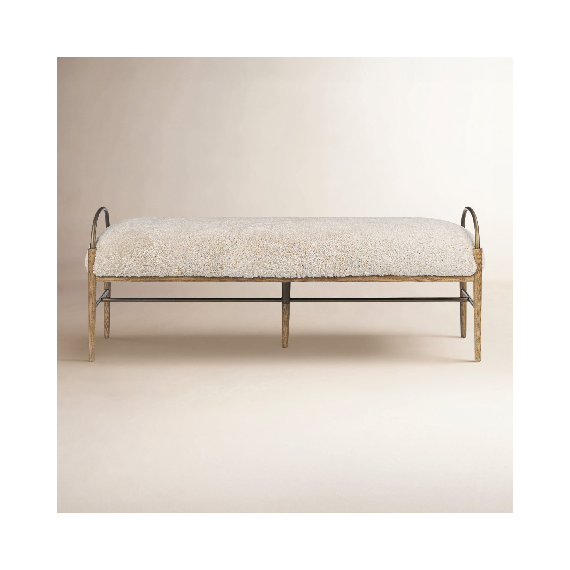 Demi Bench, Beige Shearling