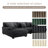 3 - Piece Upholstered Gray Faux Rabbit Fur Flannel Modular Sectional Sofa with Armrests & Throw Pillows-2142440423