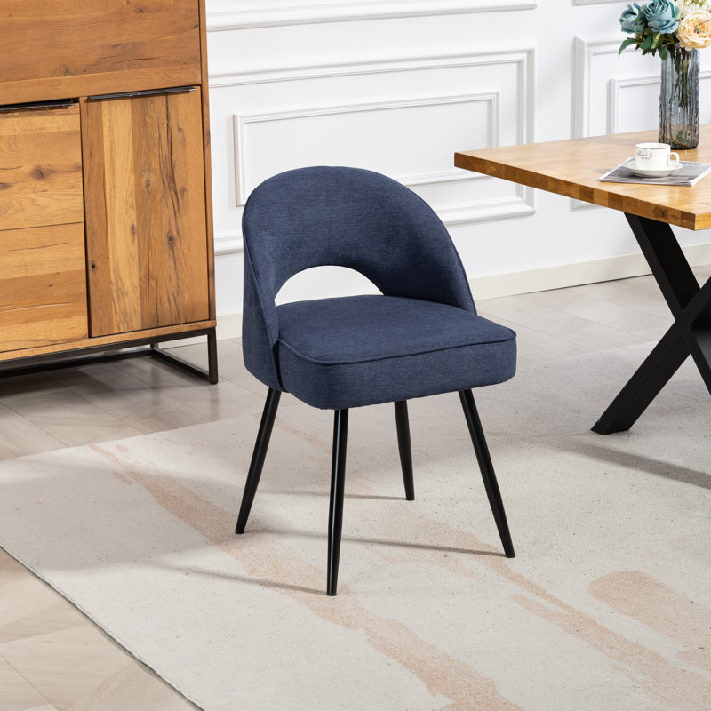 48cm H Polyester Upholstered Metal Upholstered Back Accent, Blue